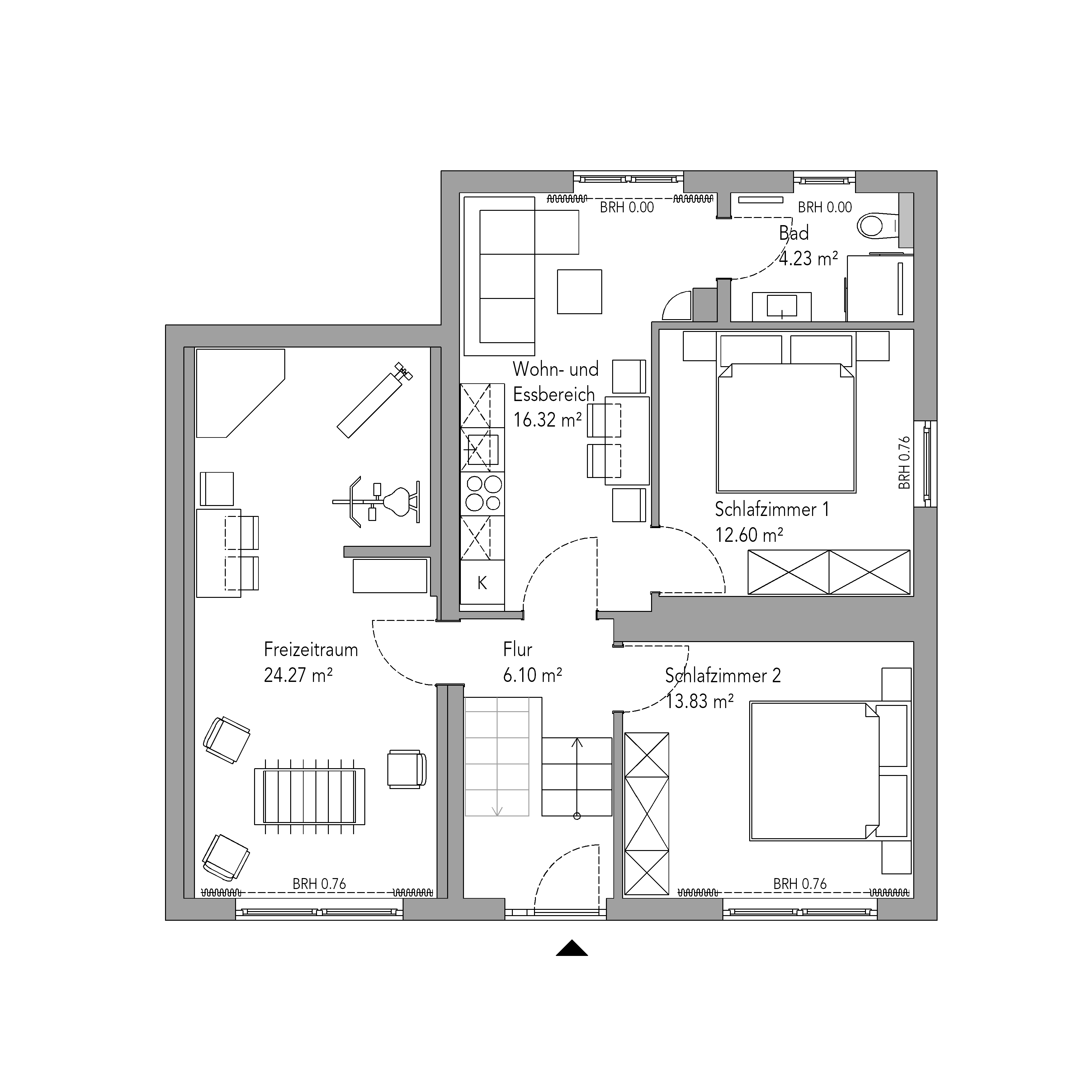 Grundriss 1: Schlaf- und Wohnbereich